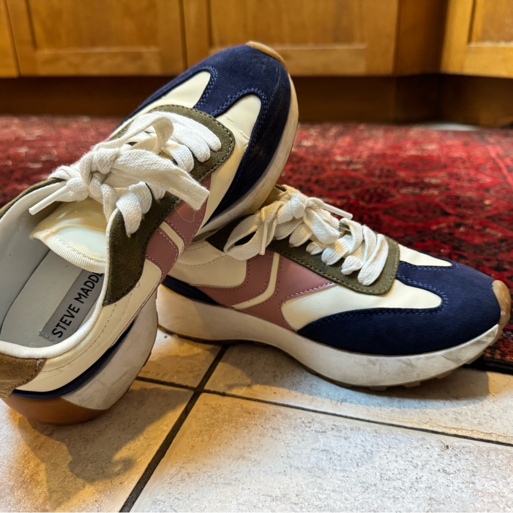 Steve Madden Women's Navy, Olive, and Pink Sneakers